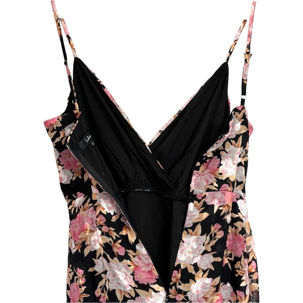 Lulus Black Floral Mini Faux Wrap Formal Dress size Small NWT - Picture 14 of 15